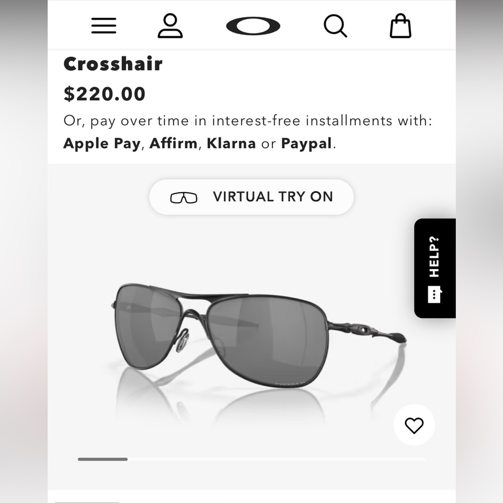 NWT Oakley Crosshair - Prizm Black Lenses, Matte Black Frames. Modern Aviator